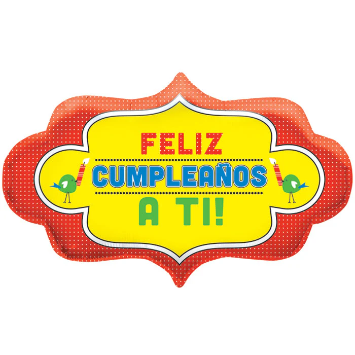 28" Foil Balloon Feliz Cumpleaños A Ti Dotty Frame (Spanish)