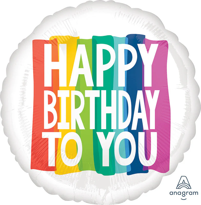 28" Happy Birthday Rainbow Wishes Jumbo Foil Balloon