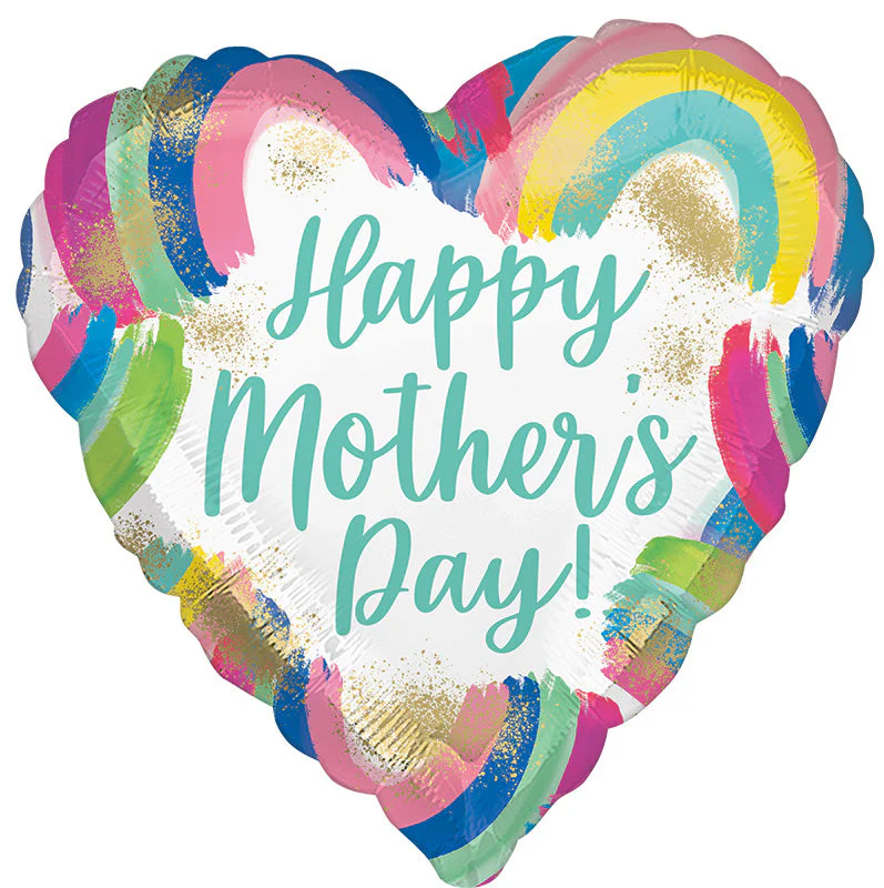 28" Jumbo Happy Mother's Day Painted Rainbows Foil Balloon