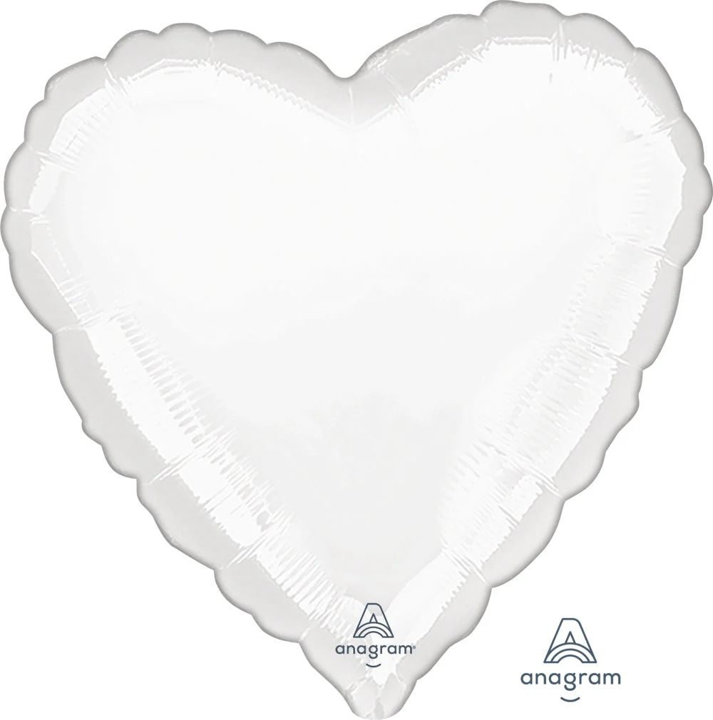 28" Jumbo Heart Metallic White Heart Foil Balloon