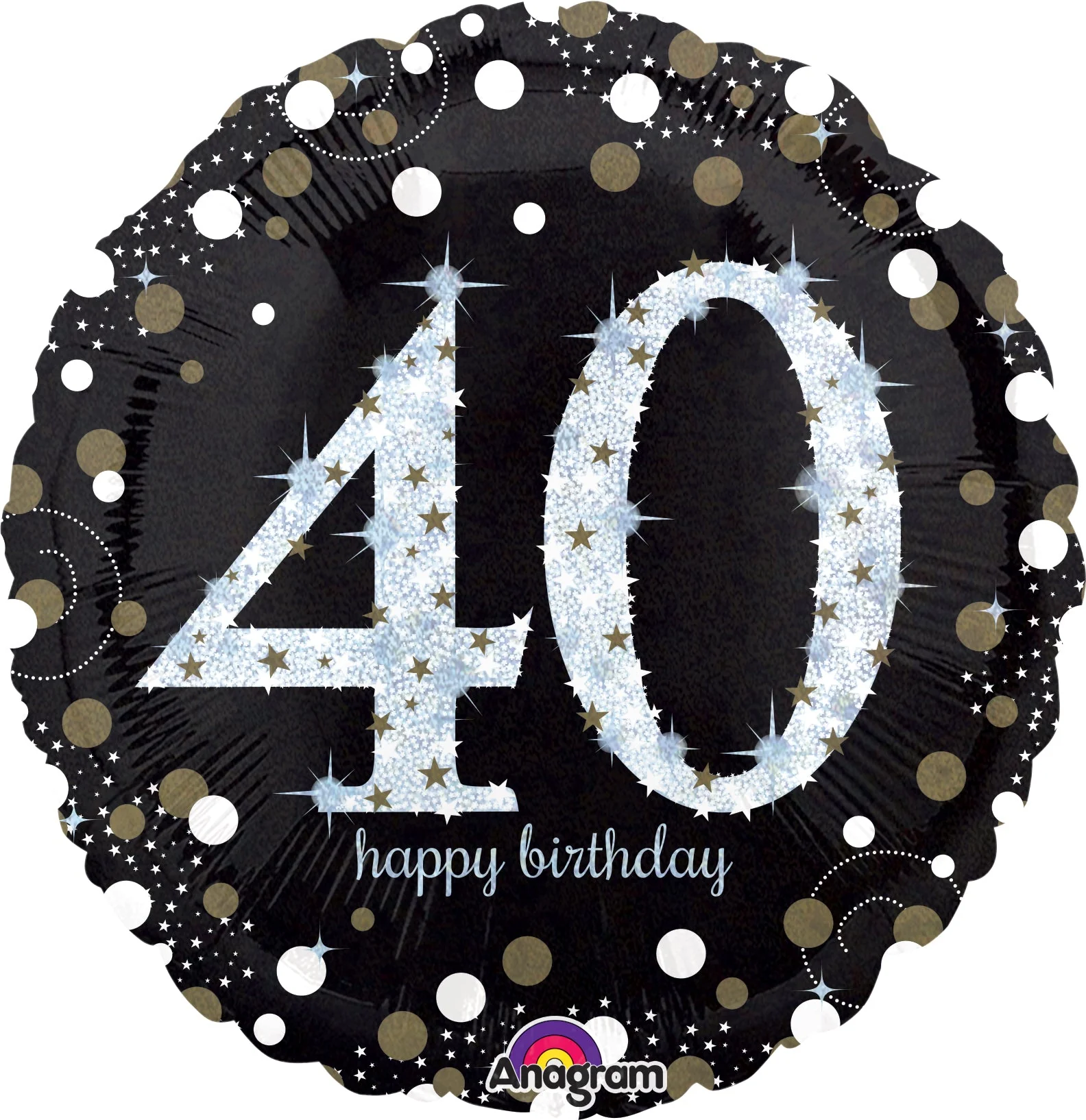 28" Jumbo Sparkling Birthday 40 Balloon Packaged
