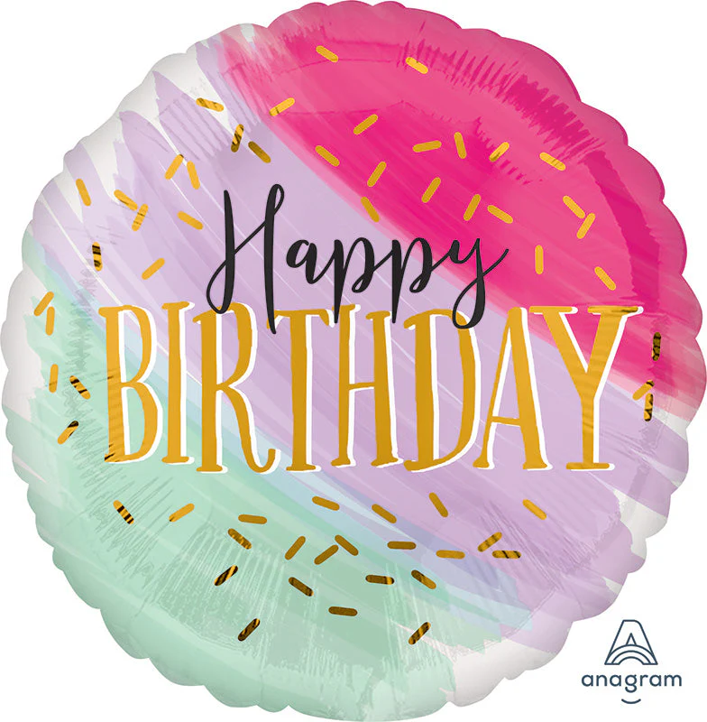 28" Jumbo Water Color Birthday Foil Balloon