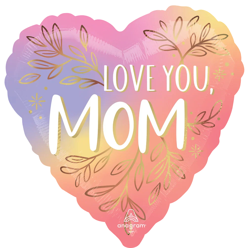 28" Jumbo Botanical Traces Love You Mom Foil Balloon
