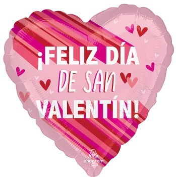 28" Jumbo Feliz Dia De San Valentin Stripes Spanish Foil Balloon