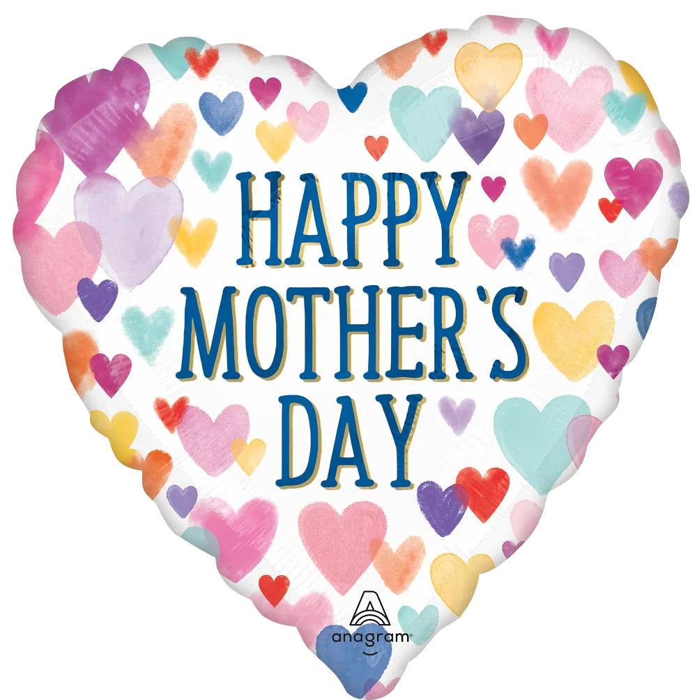 28" Jumbo Happy Mother's Day Sprinkle Hearts Foil Balloon