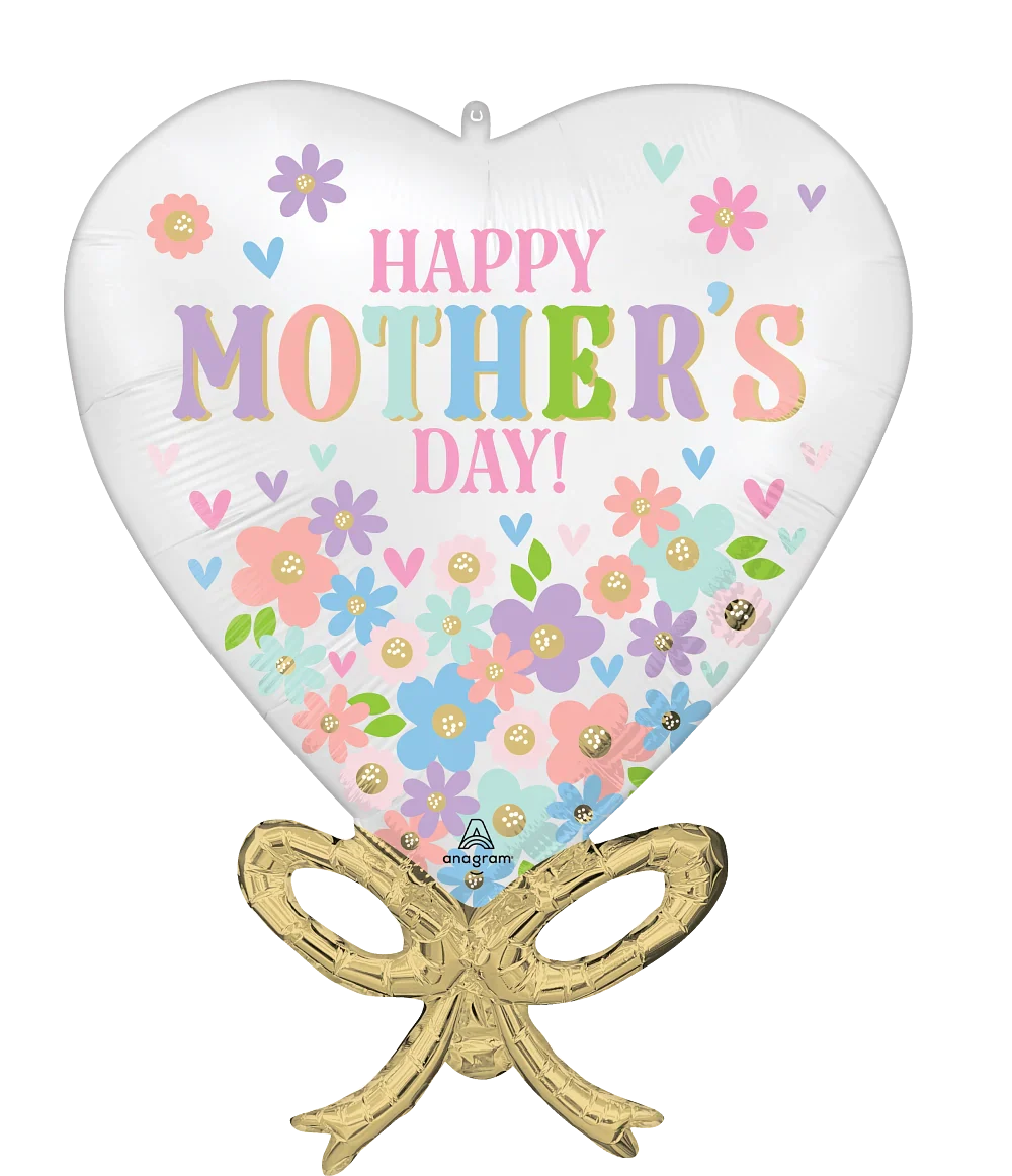 28" Jumbo Satin Happy Mother's Day Daisy Chain Bow Foil Balloon