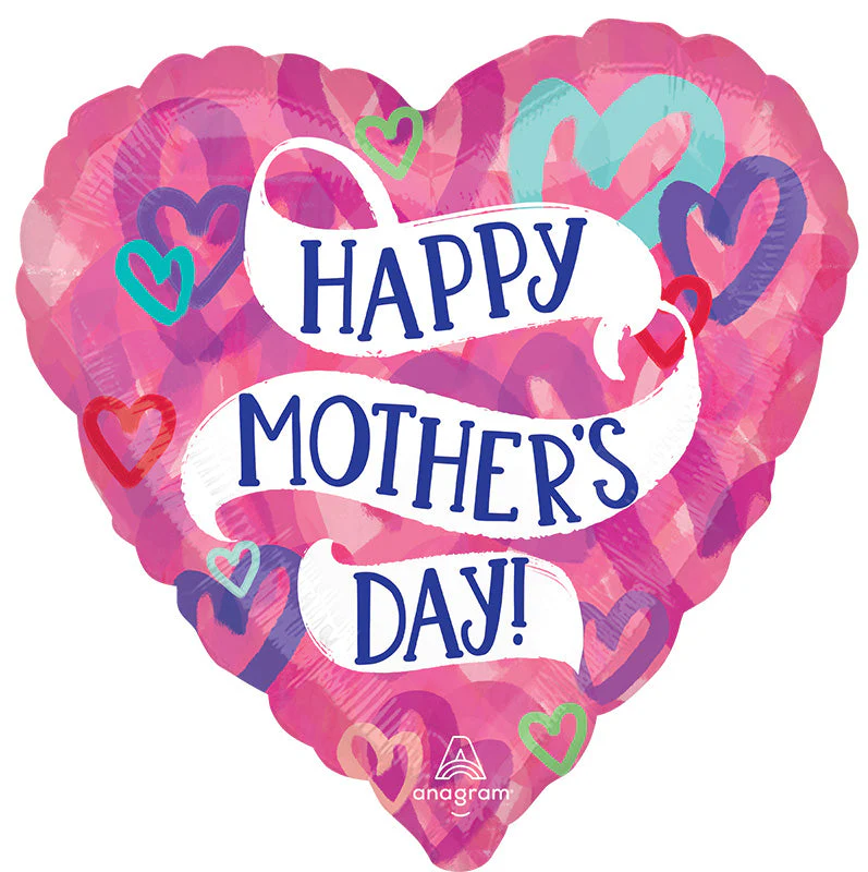 28" Mother's Day Layered Hearts Jumbo Foil Balloon