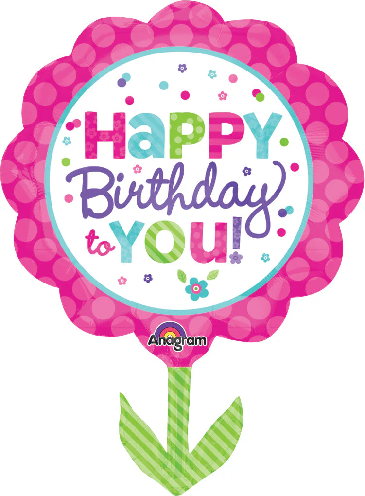 29" Jumbo Pink & Teal Birthday Balloon Packaged