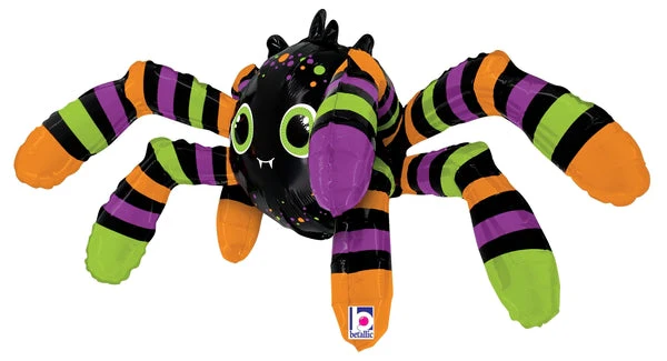 29" Multi-Sided Air Filled Foil Balloon Shape packed With Straw Dimensionals Spider - Image 2