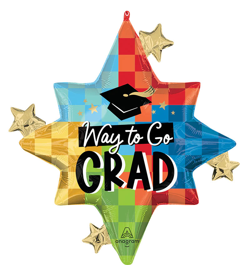 29" SuperShape Diploma, Check! Way to Go Grad Foil Balloon