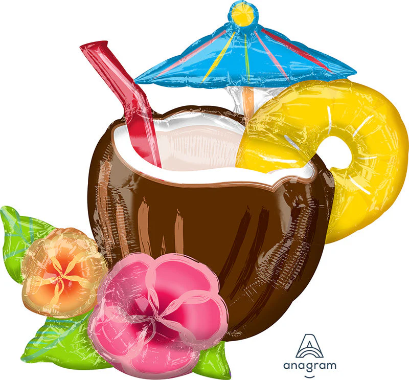 30" Coconut Piña Colada SuperShape Foil Balloon
