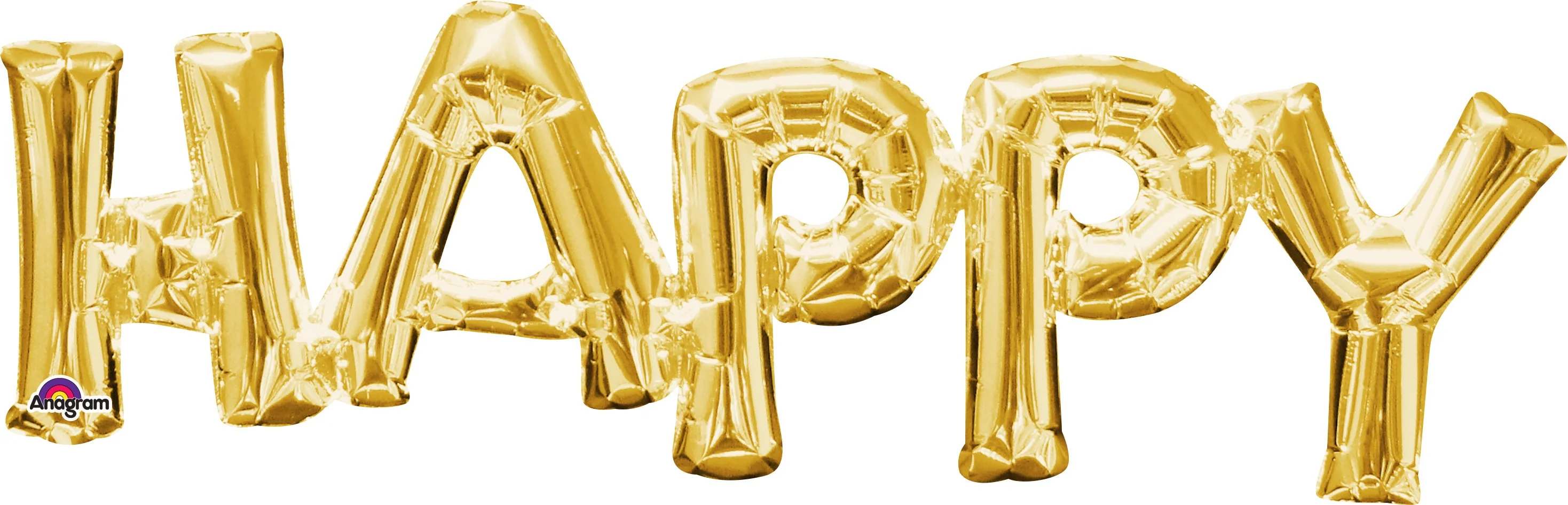 30" Jumbo Phrase " HAPPY" Gold Balloon Packaged