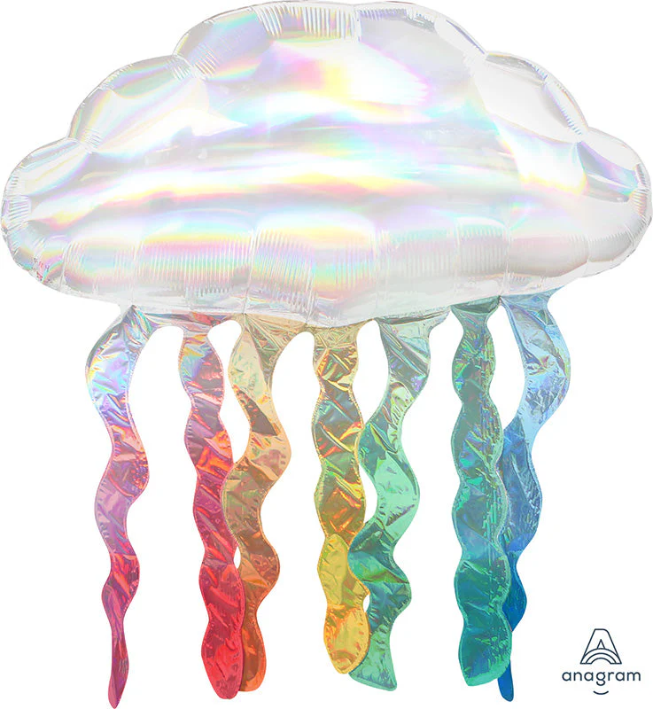 30" Iridescent Cloud Streamers Holographic Foil Balloon