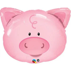 30" Playful Pig Head Jumbo Mylar Balloon