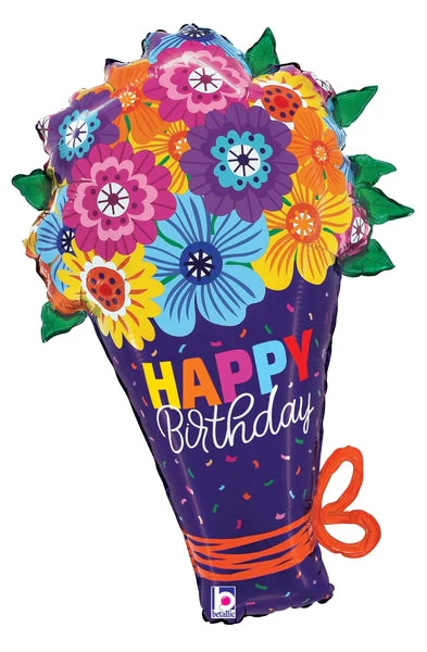 30" Shape Bold Blooms Birthday Bouquet Foil Balloon