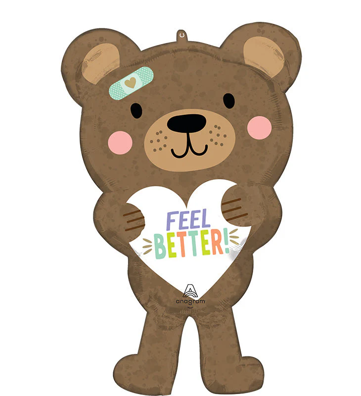 30" SuperShape Feel Better Bear Foil Balloon