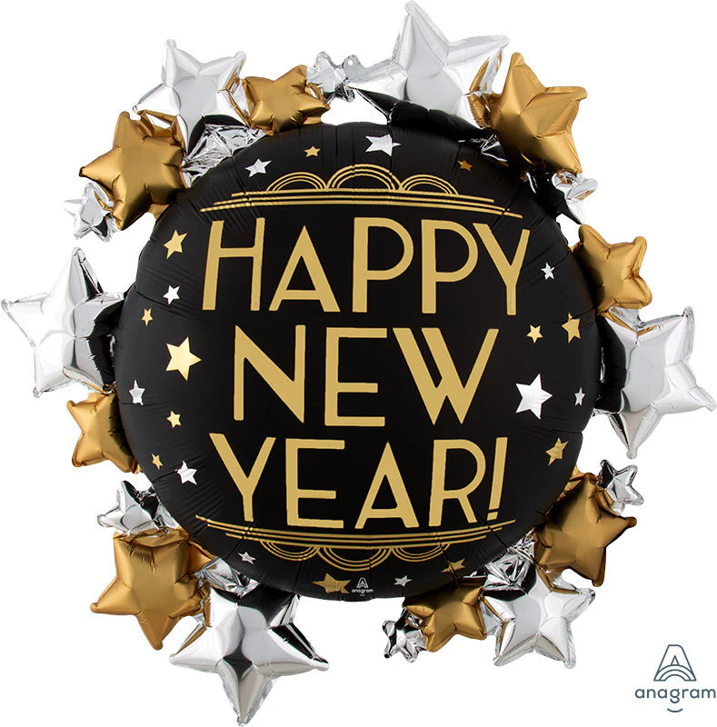 30" SuperShape Satin Infused New Year Foil Balloon