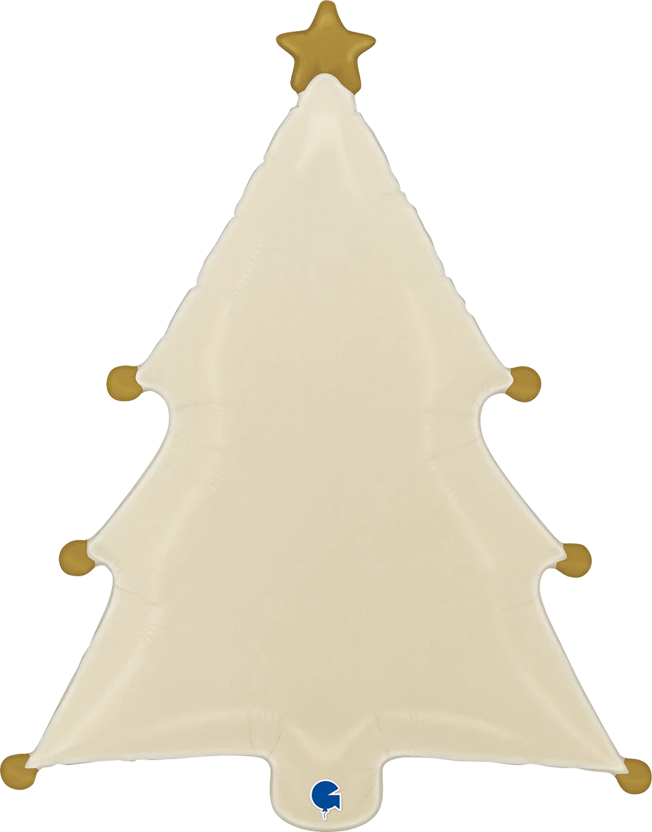 30" Cream Christmas Tree Foil Balloon
