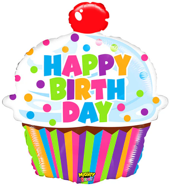 31" Mighty Bright Packaged Mighty Birthday Cupcake Balloon