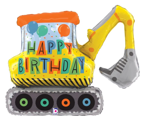 31" Shape Birthday Construction Excavator Foil Balloon