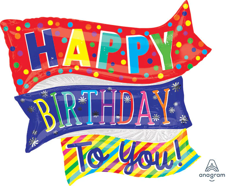 32" Jumbo Happy Birthday Fun Flags Foil Balloon