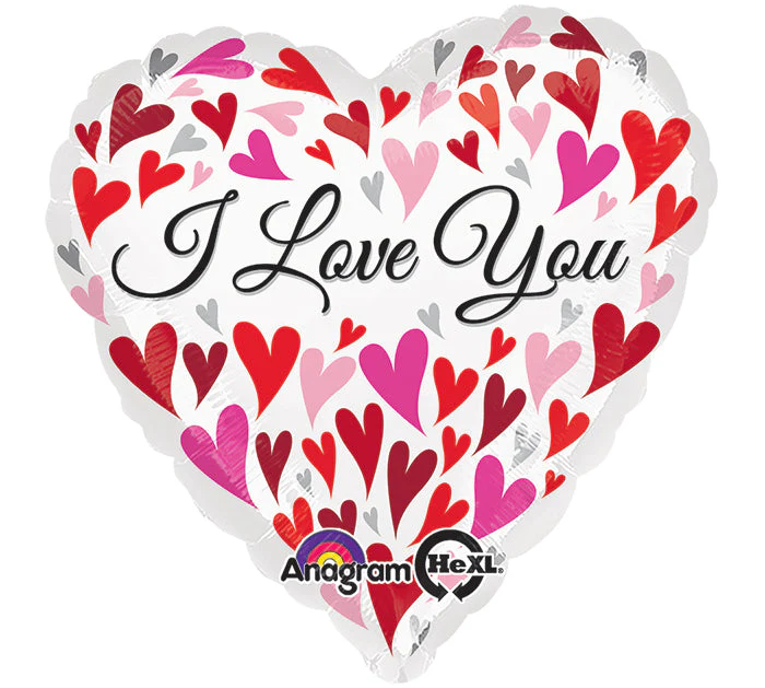 32" Jumbo Love You Happy Hearts Balloon