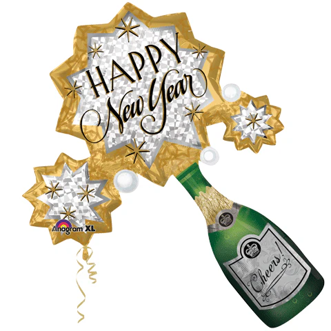32" SuperShape New Year Champagne Burst Balloon
