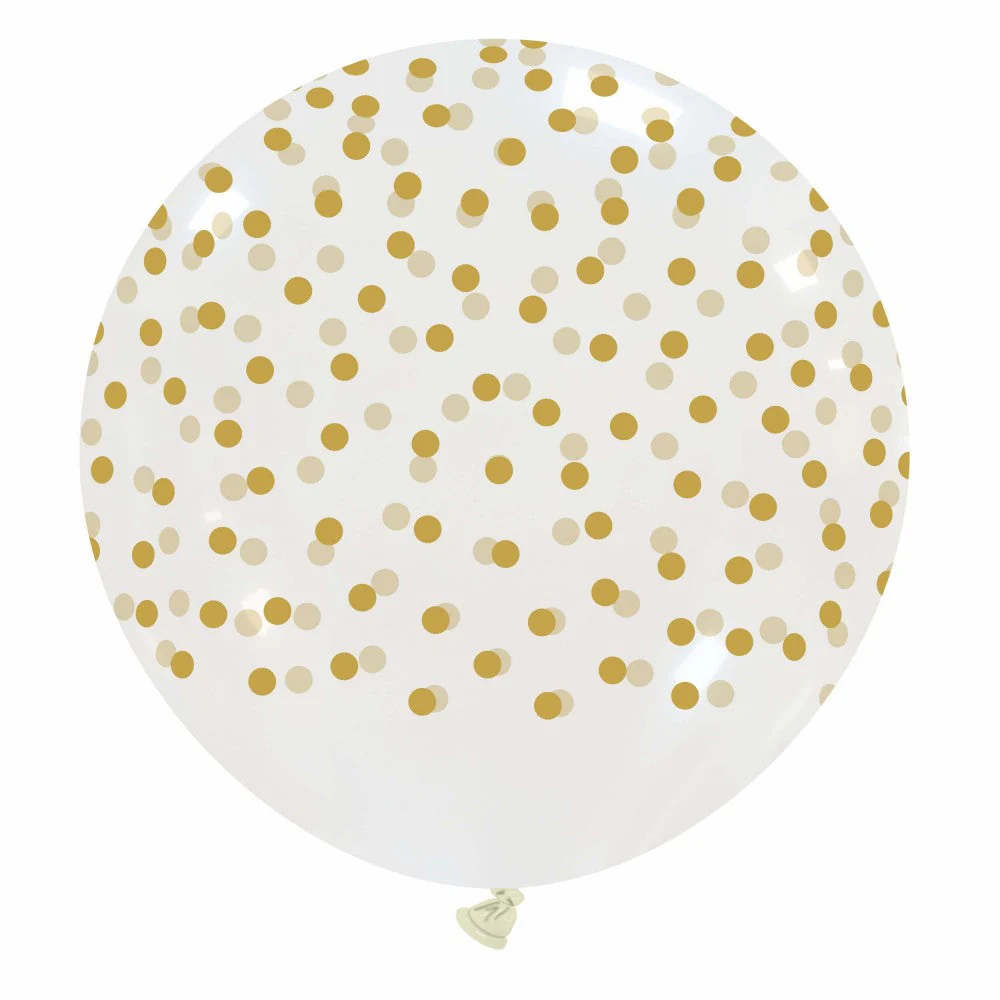 32" Confetti Rain Gold Print All Around (1 Per Bag) Cattex Brand Latex Balloons