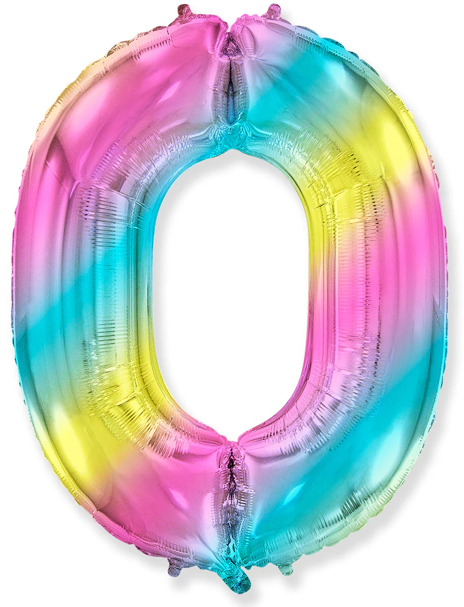 32" Inflated (40" Uninflated Approx) Flexmetal Foil Balloon Number "0" Gradient