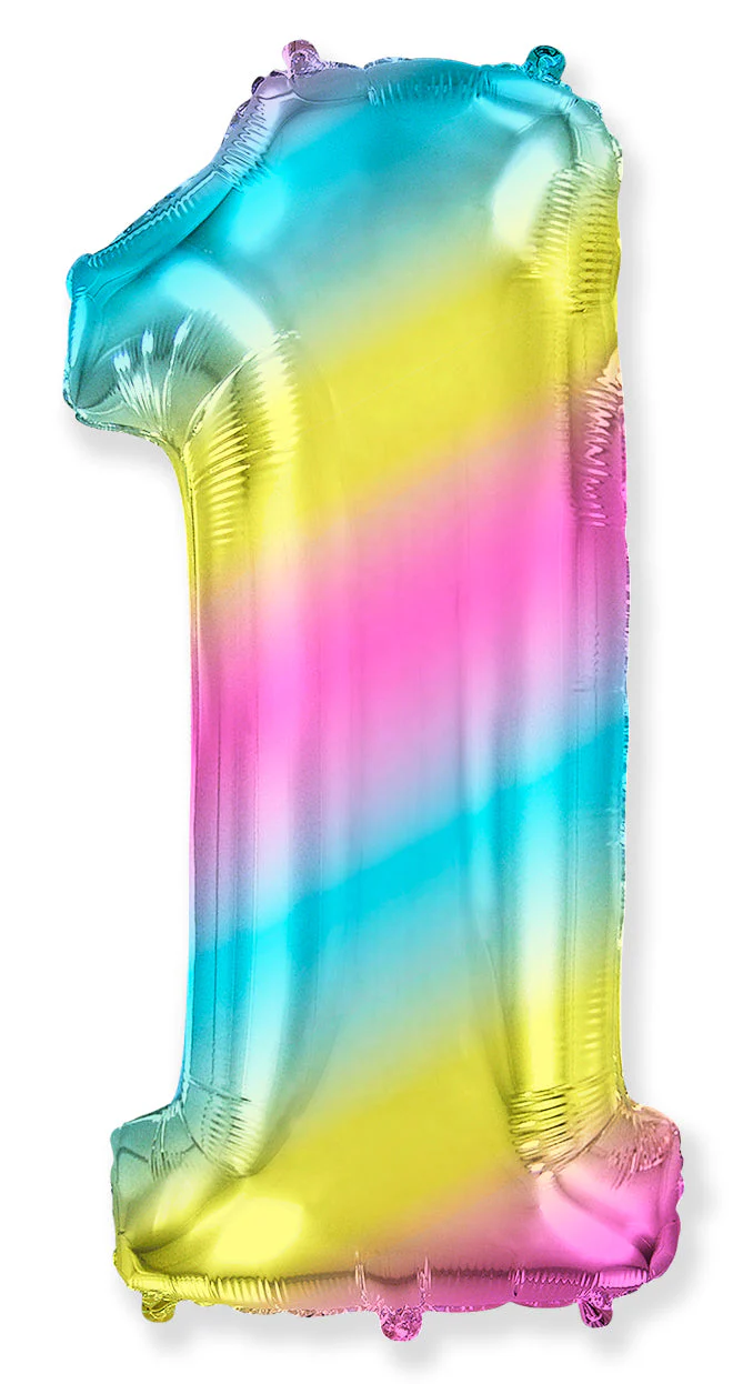 32" Inflated (40" Uninflated Approx) Flexmetal Foil Balloon Number "1" Gradient