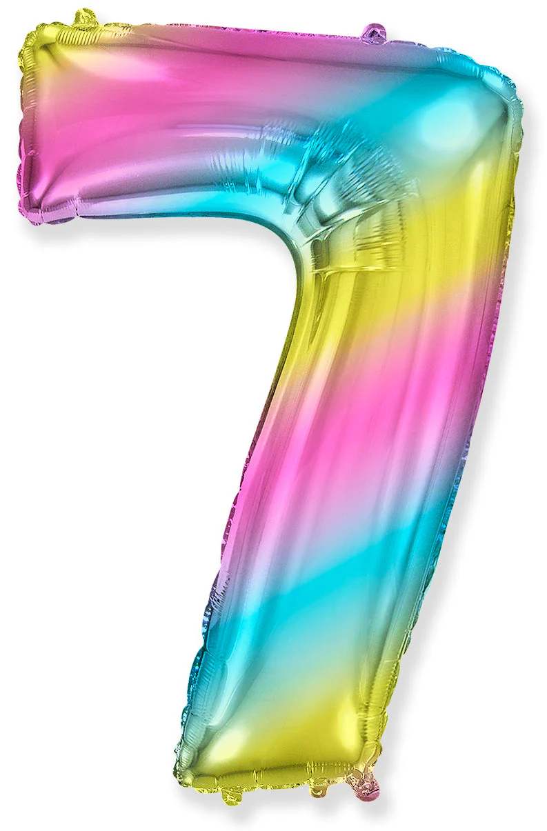 32" Inflated (40" Uninflated Approx) Flexmetal Foil Balloon Number "7" Gradient