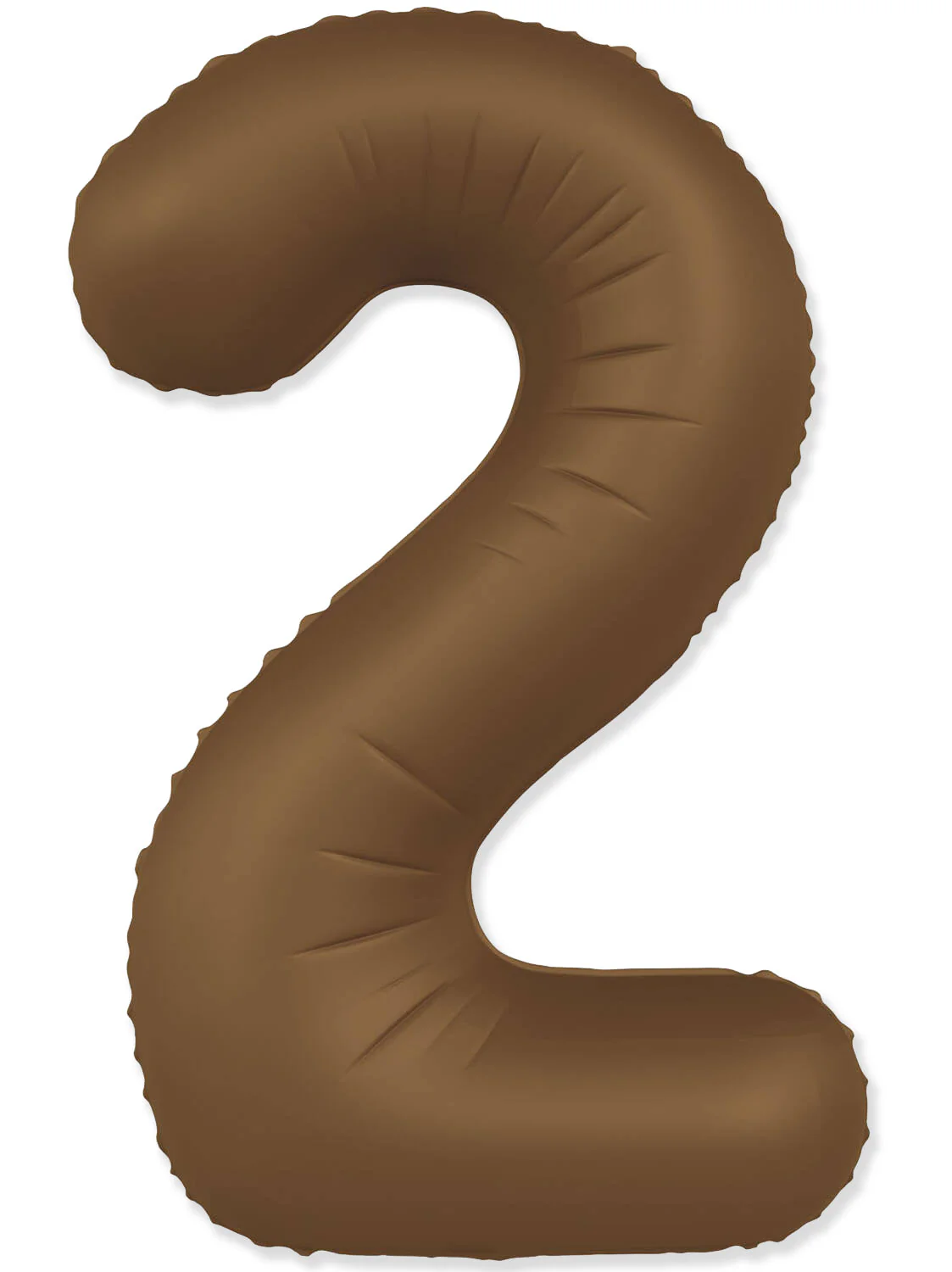 32" Inflated (40" Uninflated Approx) Number "2" Slimmer Design Matte Chocolate Brown Brand Flexmetal
