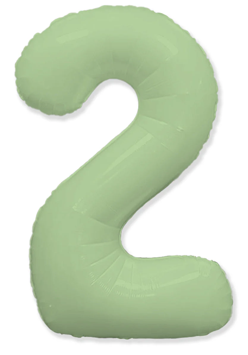 32" Inflated (40" Uninflated Approx) Number "2" Slimmer Design Matte Mint Brand Flexmetal