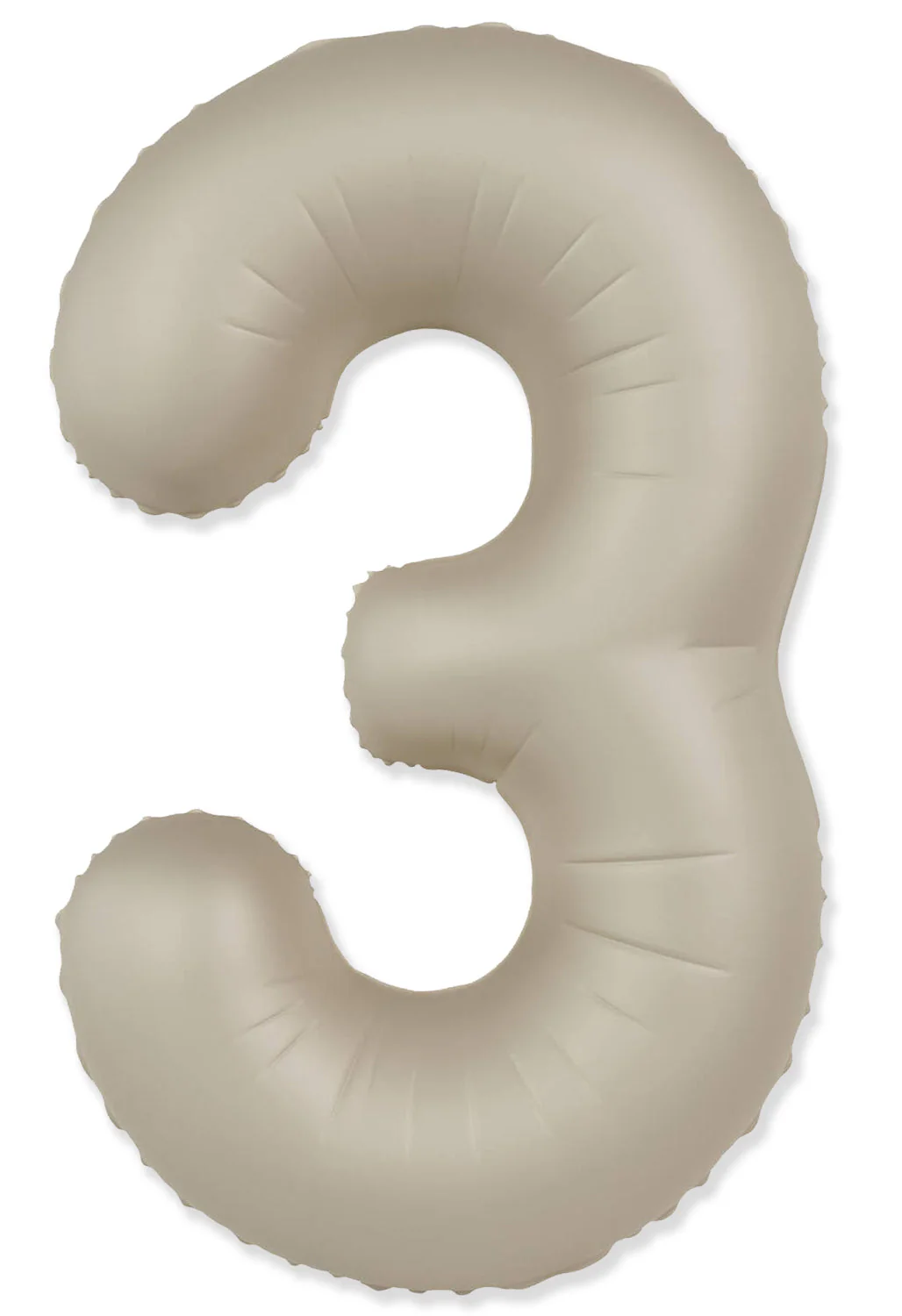 32" Inflated (40" Uninflated Approx) Number "3" Slimmer Design Matte Creamy Latte Brand Flexmetal