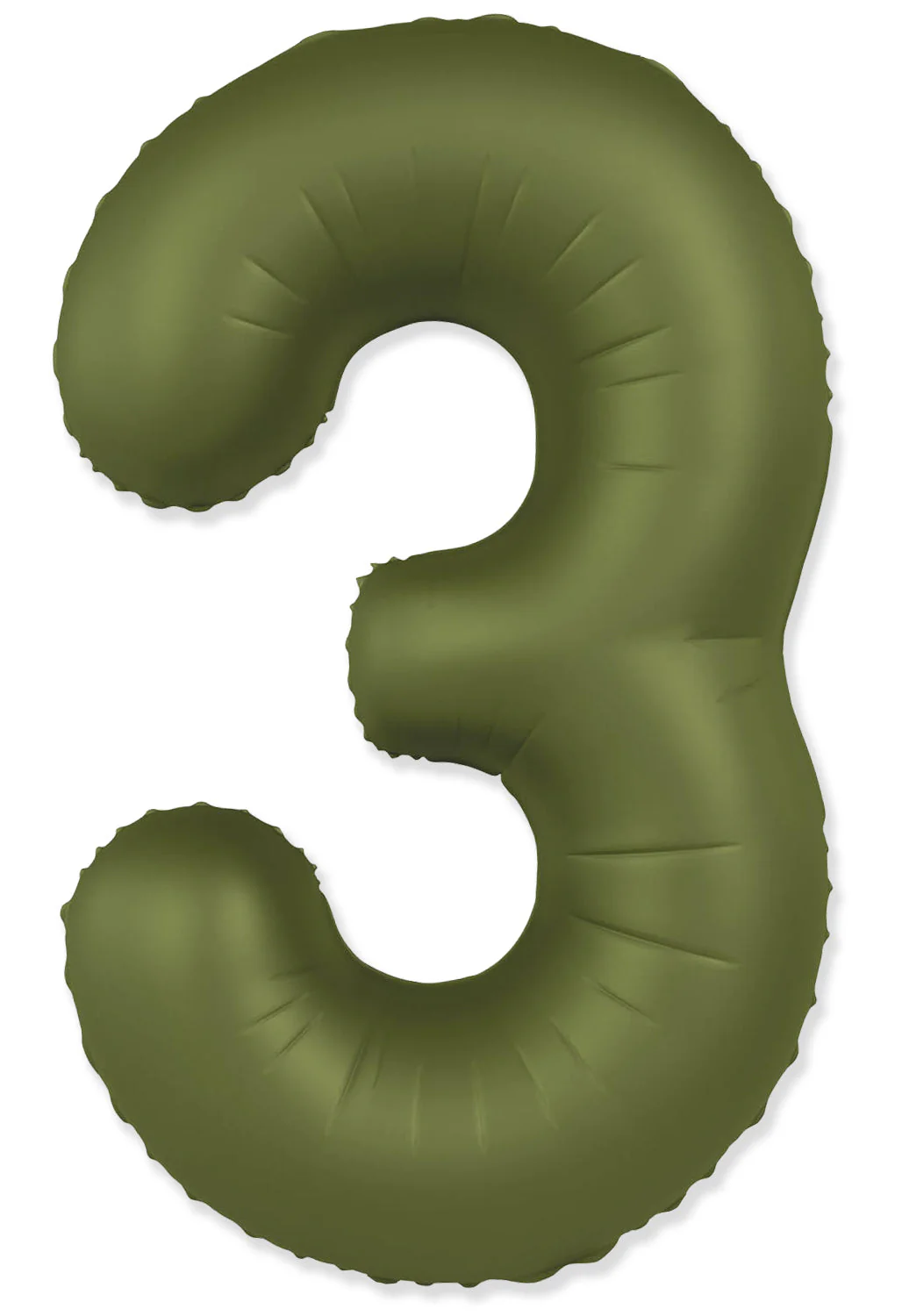 32" Inflated (40" Uninflated Approx) Number "3" Slimmer Design Matte Olive Green Brand Flexmetal