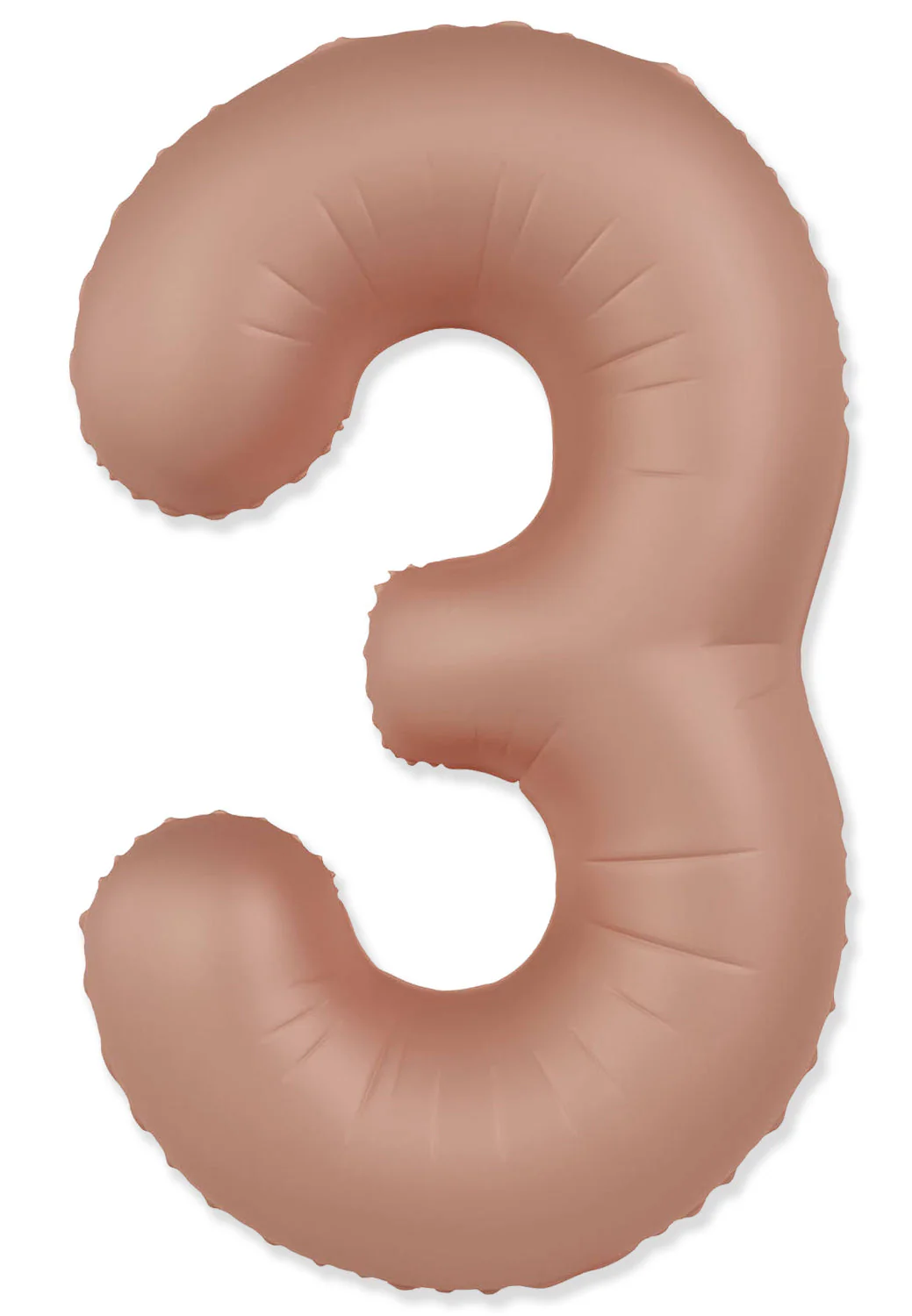 32" Inflated (40" Uninflated Approx) Number "3" Slimmer Design Matte Vintage Rose Brand Flexmetal