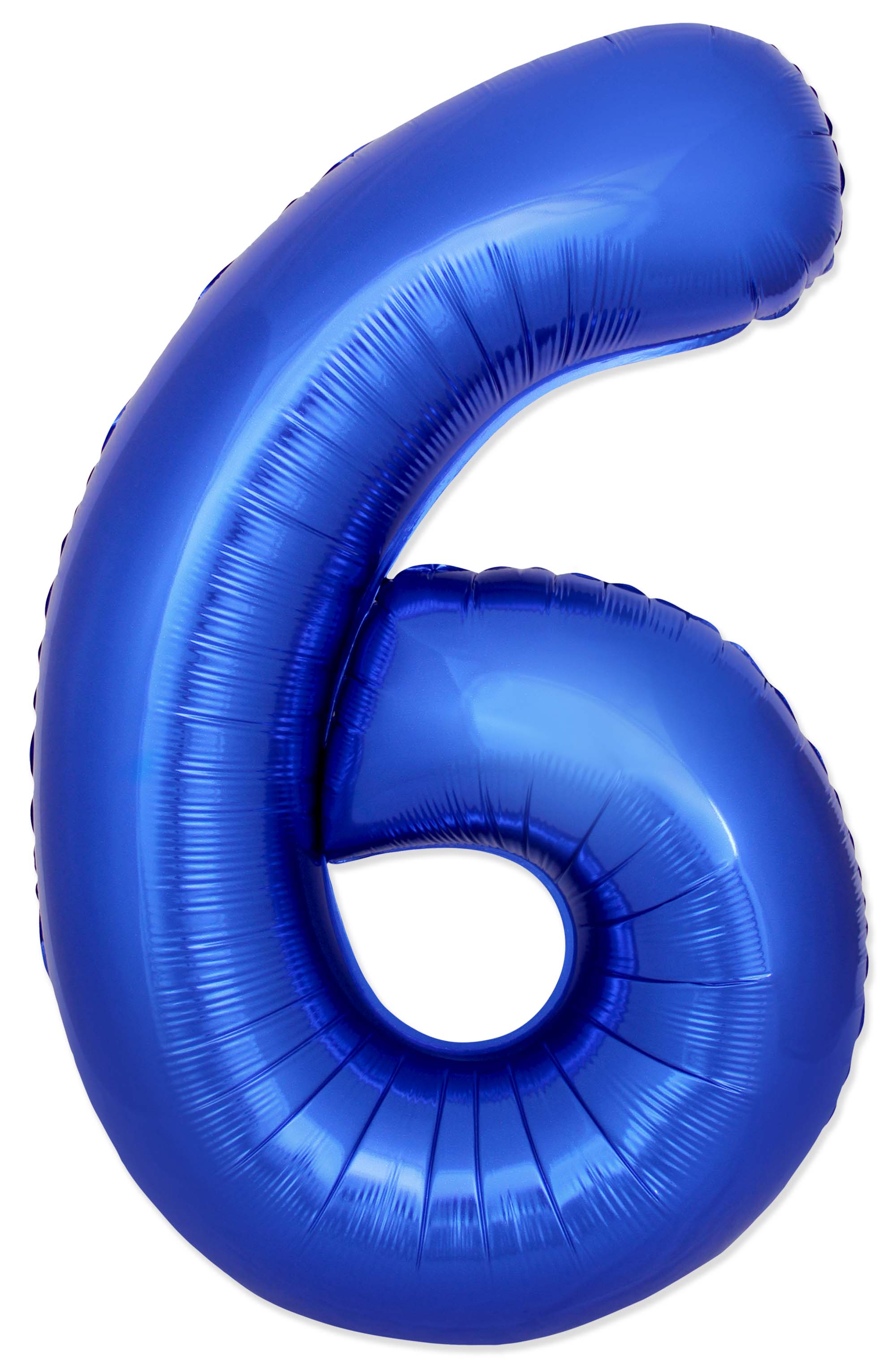 32" Inflated (40" Uninflated Approx) Number "6" Slimmer Design Blue Reflex Brand Flexmetal