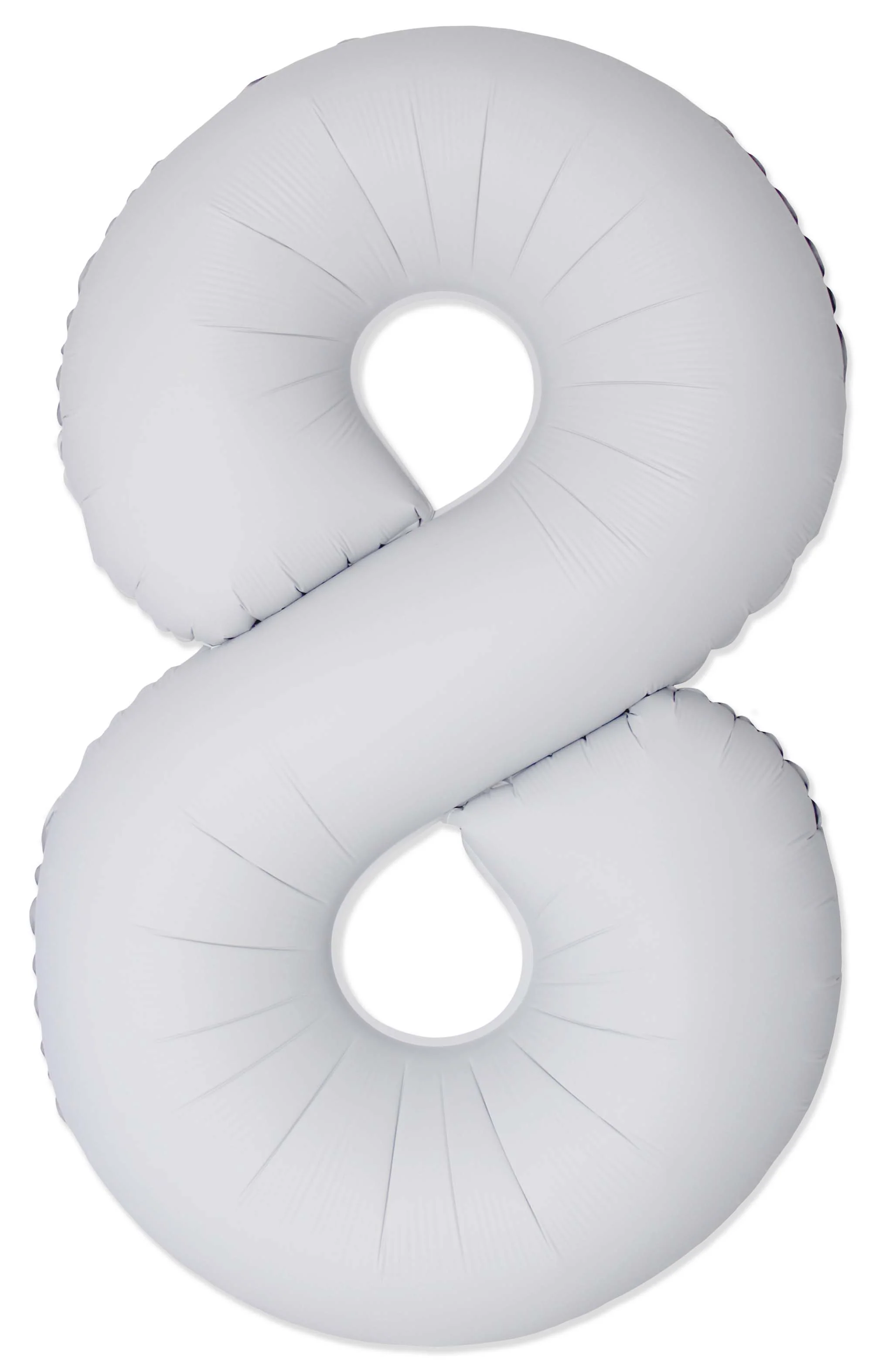 32" Inflated (40" Uninflated Approx) Number "8" Slimmer Design Matte White Brand Flexmetal