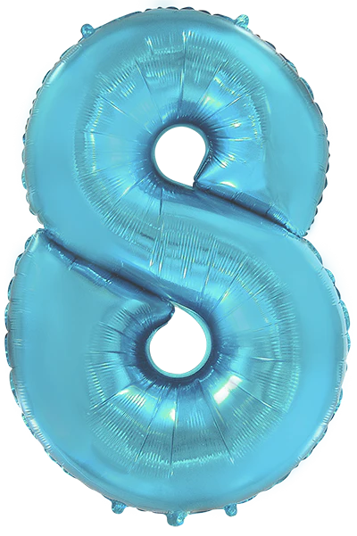 32" Inflated (40" Uninflated Approx) Pastel Blue Number "8" Foil Balloon Flexmetal
