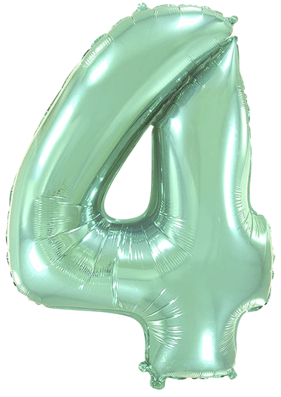 32" Inflated (40" Uninflated Approx) Pastel Mint Number "4" Foil Balloon Flexmetal