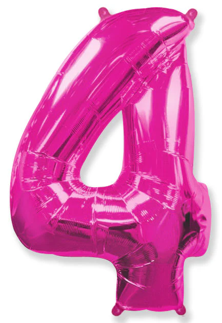 32" Inflated (40" Uninflated Approx) Shape Number "4" Fuchsia Balloon Flexmetal
