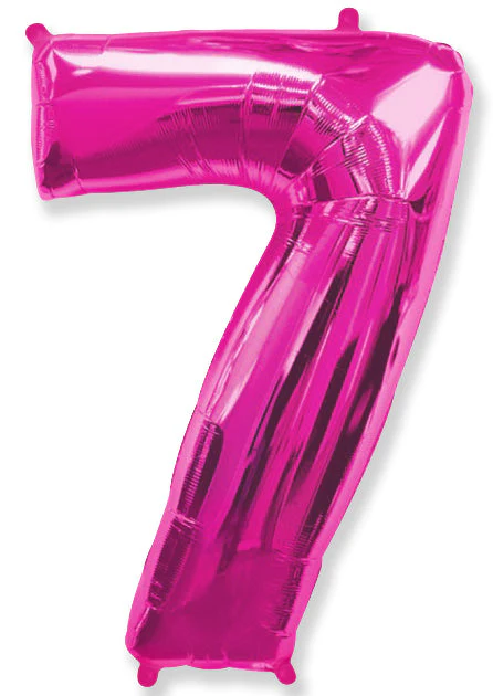 32" Inflated (40" Uninflated Approx) Shape Number "7" Fuchsia Balloon Flexmetal