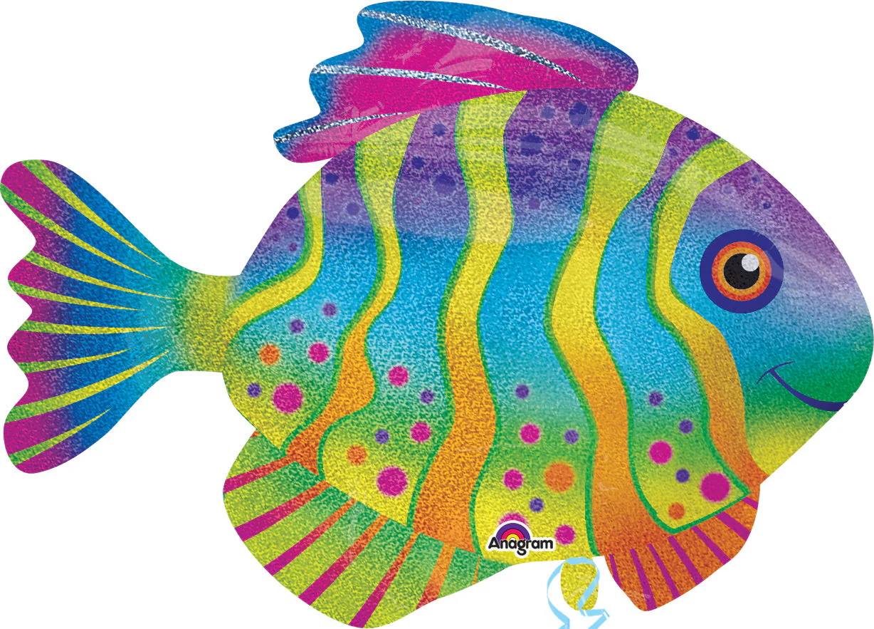 33" Jumbo Colorful Fish Balloon Packaged