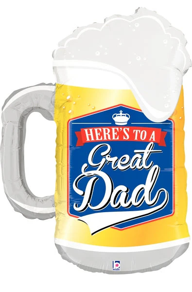 34" Foil Shape Balloon Packaged Great Dad Beer Mug