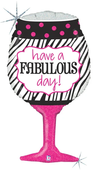 34" Holographic Shape Fabulous Day Wine Balloon