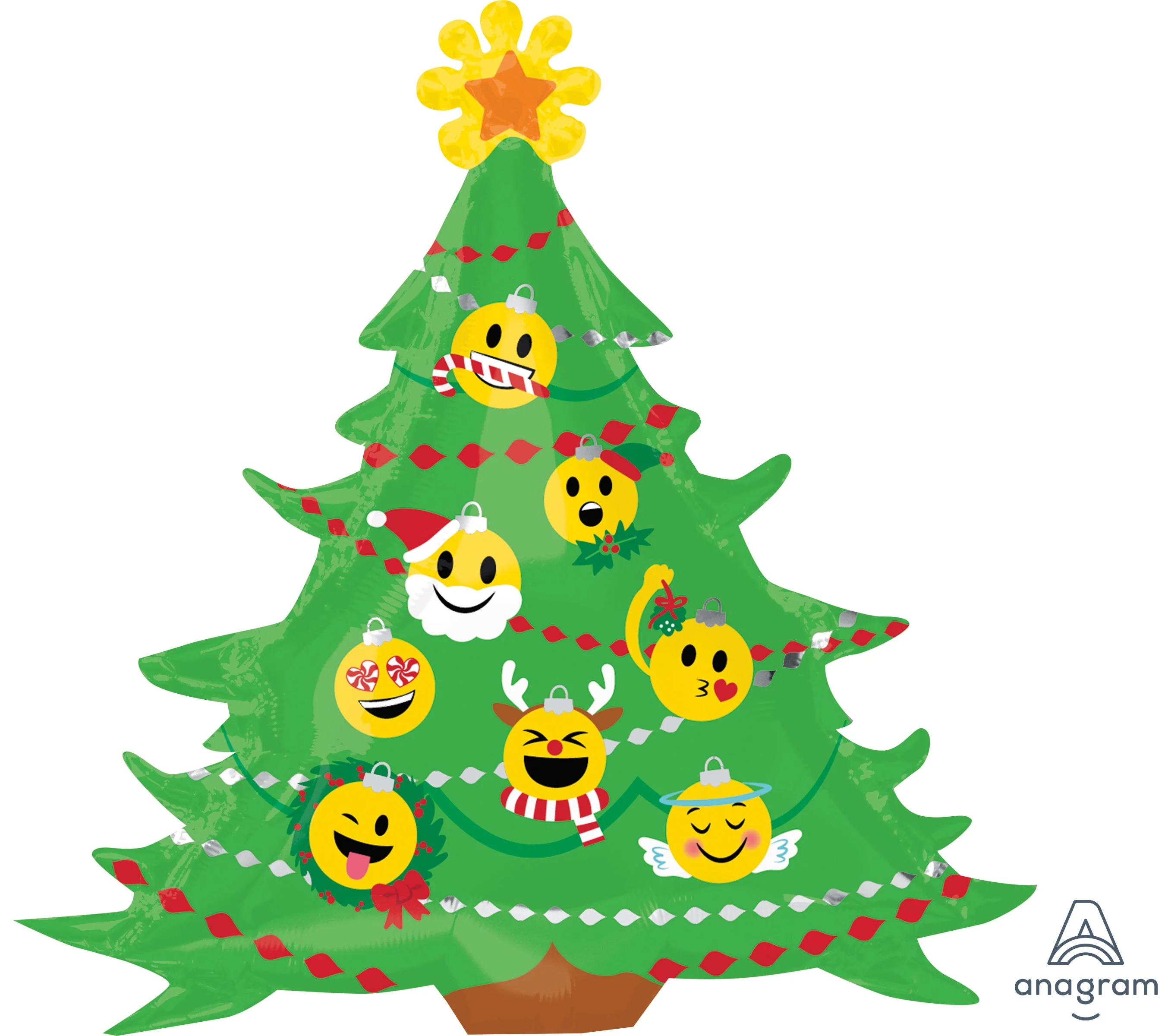 34" Jumbo Emoticon Christmas Tree Balloon