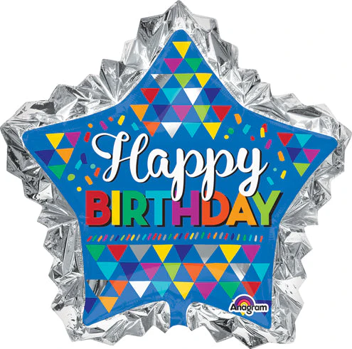 34" Jumbo Happy Birthday Primary Sketchy Packaged Balloon