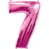 34" Large Shaped Number 7 Pink Mylar Balloon