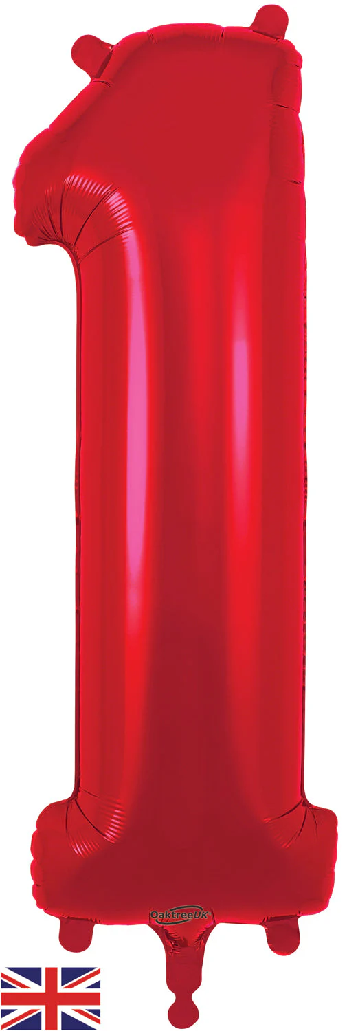 34" Number 1 Red Oaktree Foil Balloon