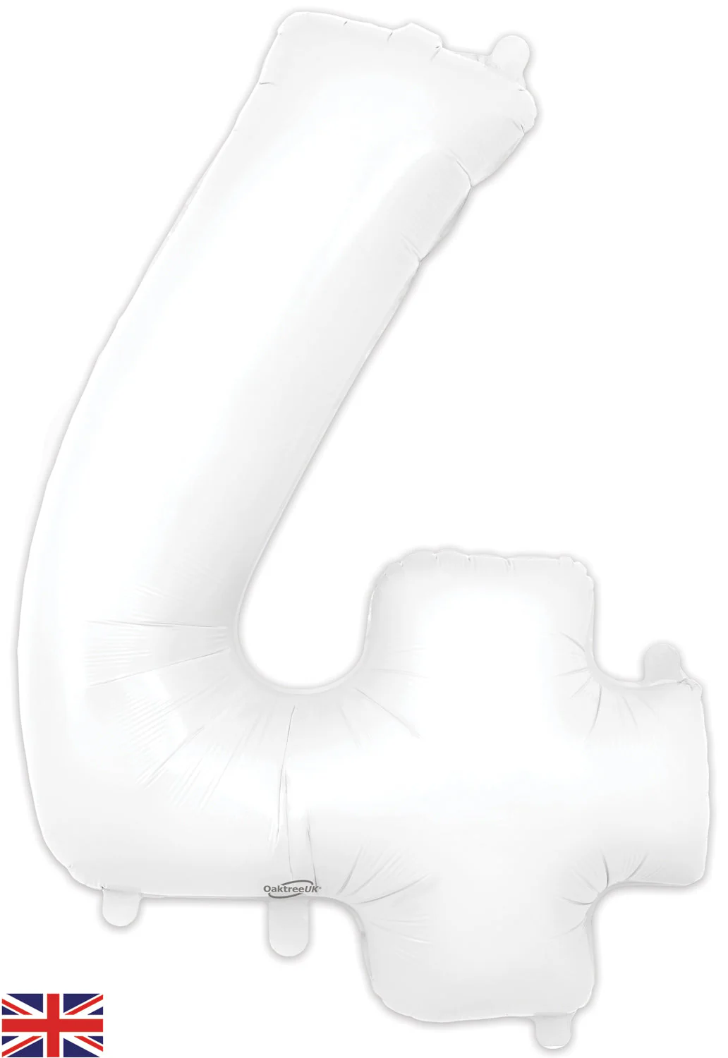 34" Number 4 Matte White Oaktree Foil Balloon